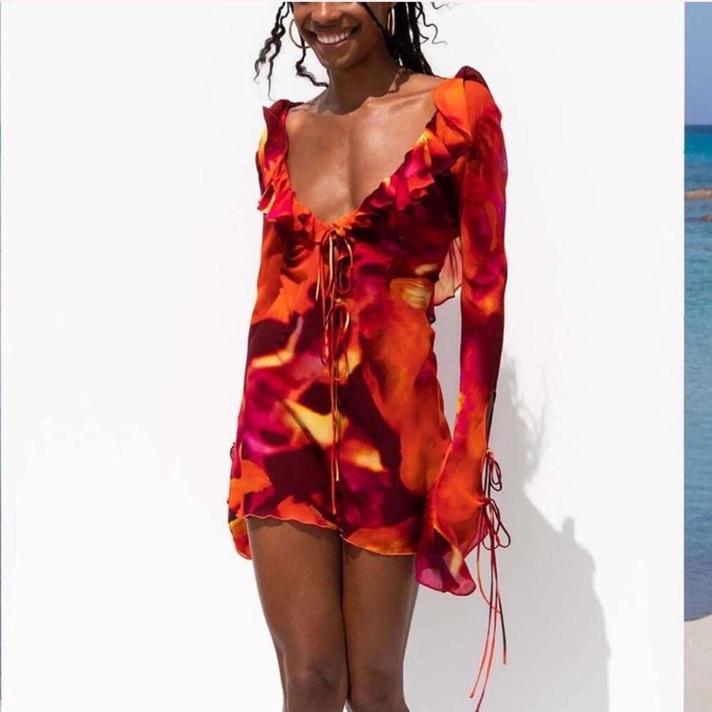 Rat & Boa Red and Orange Mini Dress